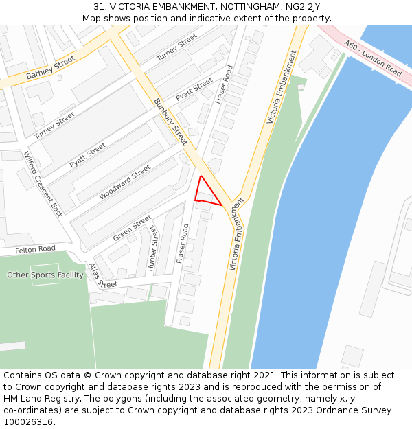 31, VICTORIA EMBANKMENT, NOTTINGHAM, NG2 2JY: Location map and indicative extent of plot