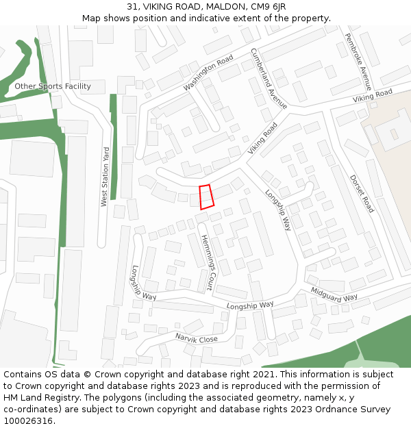 31, VIKING ROAD, MALDON, CM9 6JR: Location map and indicative extent of plot