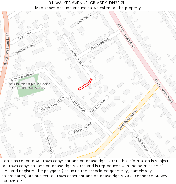 31, WALKER AVENUE, GRIMSBY, DN33 2LH: Location map and indicative extent of plot