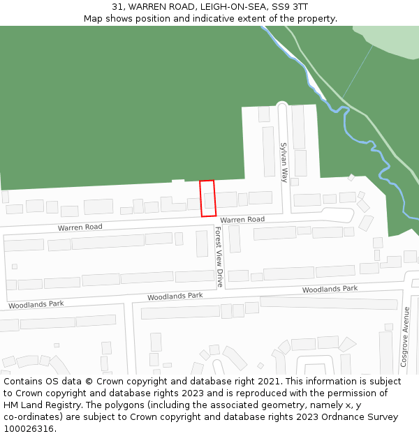 31, WARREN ROAD, LEIGH-ON-SEA, SS9 3TT: Location map and indicative extent of plot