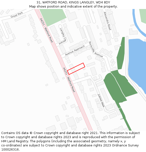 31, WATFORD ROAD, KINGS LANGLEY, WD4 8DY: Location map and indicative extent of plot