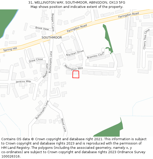 31, WELLINGTON WAY, SOUTHMOOR, ABINGDON, OX13 5FG: Location map and indicative extent of plot