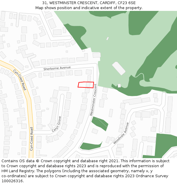 31, WESTMINSTER CRESCENT, CARDIFF, CF23 6SE: Location map and indicative extent of plot