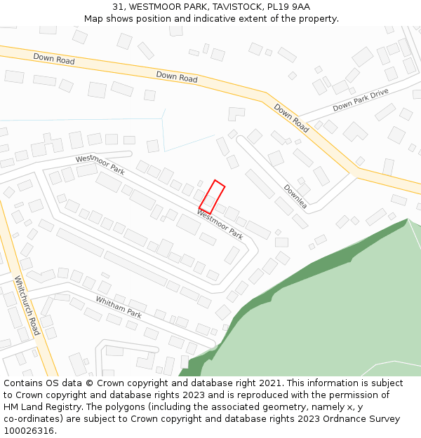 31, WESTMOOR PARK, TAVISTOCK, PL19 9AA: Location map and indicative extent of plot