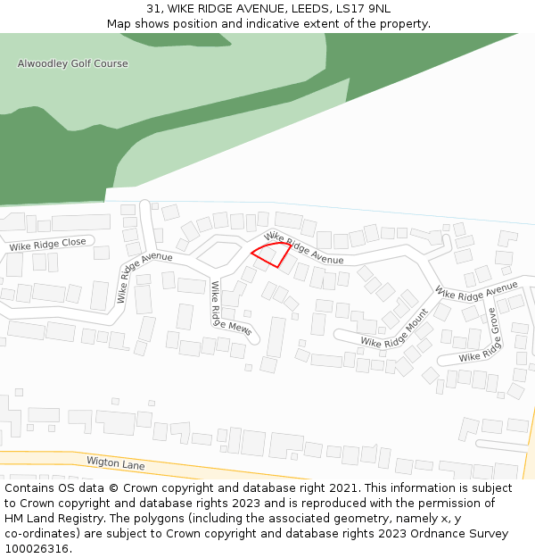 31, WIKE RIDGE AVENUE, LEEDS, LS17 9NL: Location map and indicative extent of plot