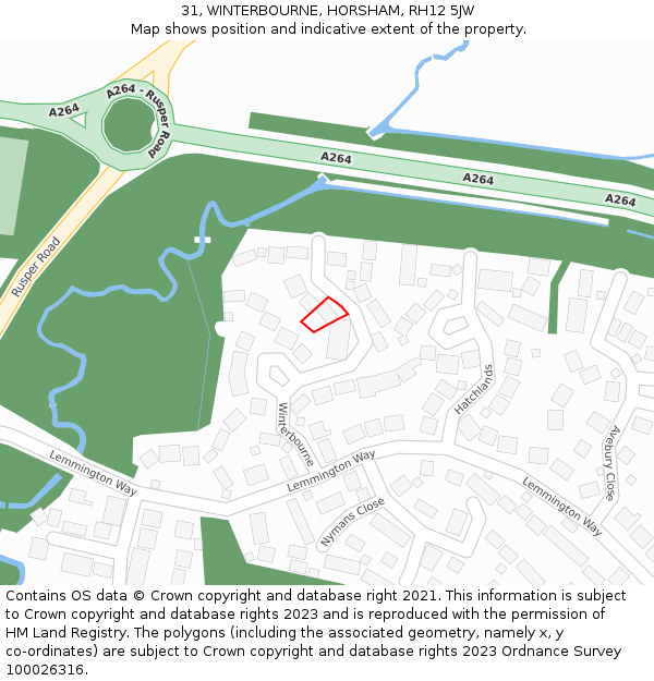 31, WINTERBOURNE, HORSHAM, RH12 5JW: Location map and indicative extent of plot
