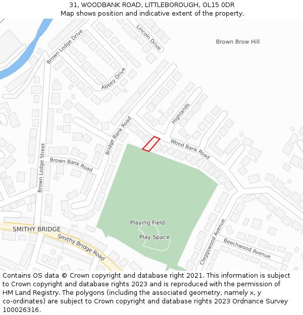 31, WOODBANK ROAD, LITTLEBOROUGH, OL15 0DR: Location map and indicative extent of plot