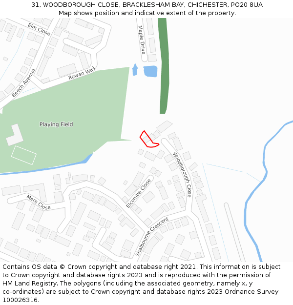 31, WOODBOROUGH CLOSE, BRACKLESHAM BAY, CHICHESTER, PO20 8UA: Location map and indicative extent of plot