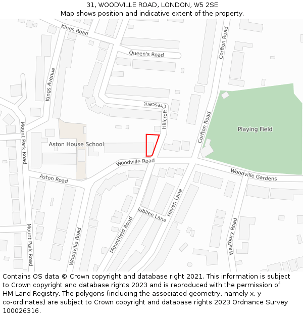 31, WOODVILLE ROAD, LONDON, W5 2SE: Location map and indicative extent of plot