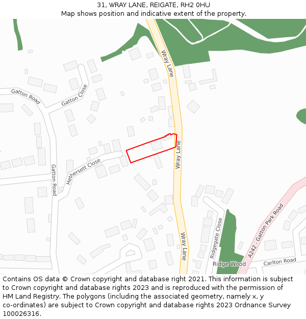 31, WRAY LANE, REIGATE, RH2 0HU: Location map and indicative extent of plot