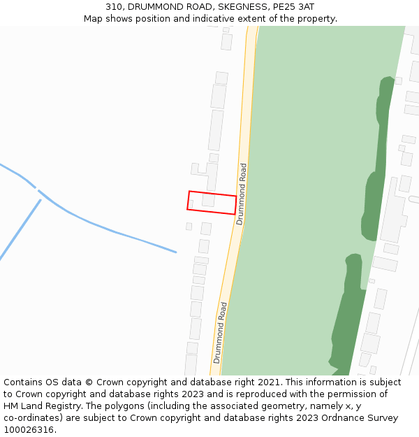 310, DRUMMOND ROAD, SKEGNESS, PE25 3AT: Location map and indicative extent of plot