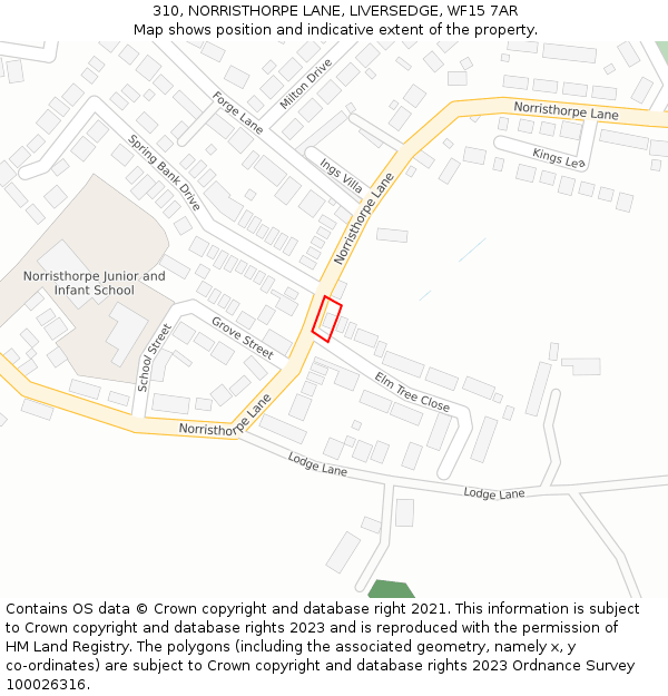 310, NORRISTHORPE LANE, LIVERSEDGE, WF15 7AR: Location map and indicative extent of plot