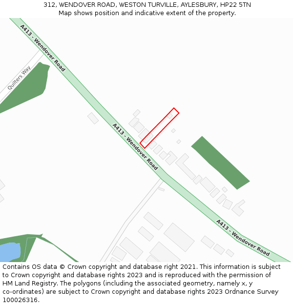 312, WENDOVER ROAD, WESTON TURVILLE, AYLESBURY, HP22 5TN: Location map and indicative extent of plot