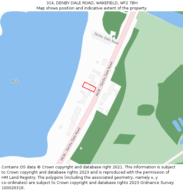 314, DENBY DALE ROAD, WAKEFIELD, WF2 7BH: Location map and indicative extent of plot