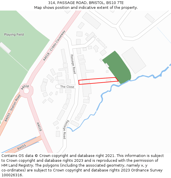 314, PASSAGE ROAD, BRISTOL, BS10 7TE: Location map and indicative extent of plot