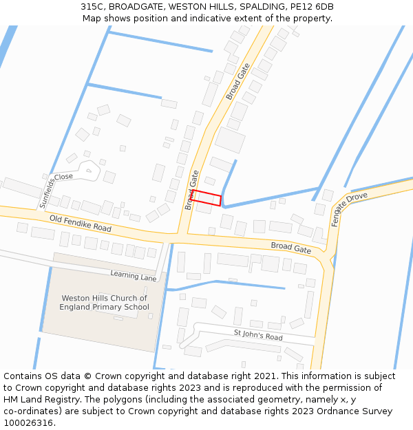 315C, BROADGATE, WESTON HILLS, SPALDING, PE12 6DB: Location map and indicative extent of plot