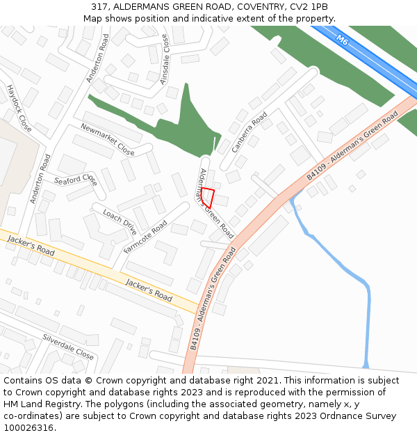 317, ALDERMANS GREEN ROAD, COVENTRY, CV2 1PB: Location map and indicative extent of plot