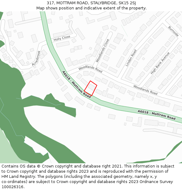 317, MOTTRAM ROAD, STALYBRIDGE, SK15 2SJ: Location map and indicative extent of plot