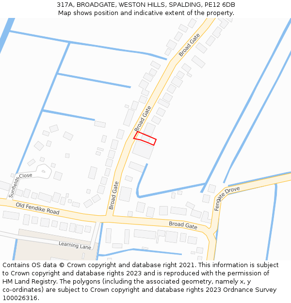 317A, BROADGATE, WESTON HILLS, SPALDING, PE12 6DB: Location map and indicative extent of plot