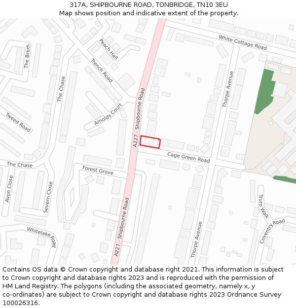 317A, SHIPBOURNE ROAD, TONBRIDGE, TN10 3EU: Location map and indicative extent of plot