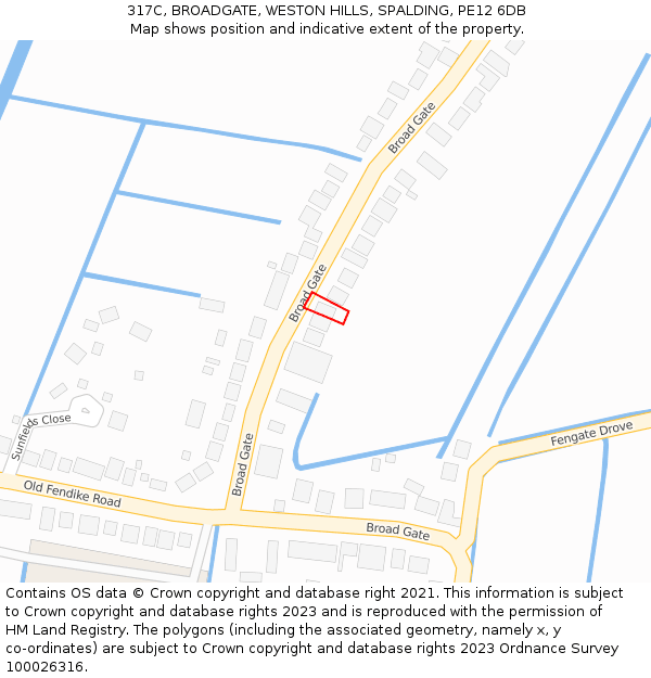 317C, BROADGATE, WESTON HILLS, SPALDING, PE12 6DB: Location map and indicative extent of plot