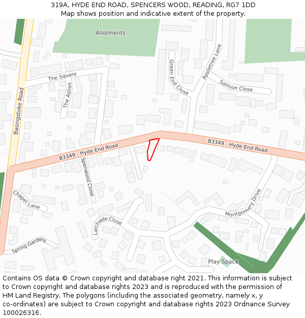 319A, HYDE END ROAD, SPENCERS WOOD, READING, RG7 1DD: Location map and indicative extent of plot