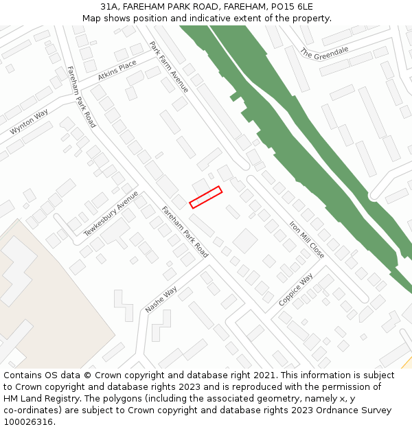 31A, FAREHAM PARK ROAD, FAREHAM, PO15 6LE: Location map and indicative extent of plot