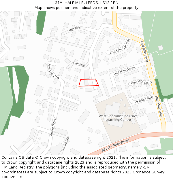 31A, HALF MILE, LEEDS, LS13 1BN: Location map and indicative extent of plot