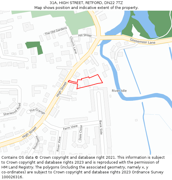 31A, HIGH STREET, RETFORD, DN22 7TZ: Location map and indicative extent of plot