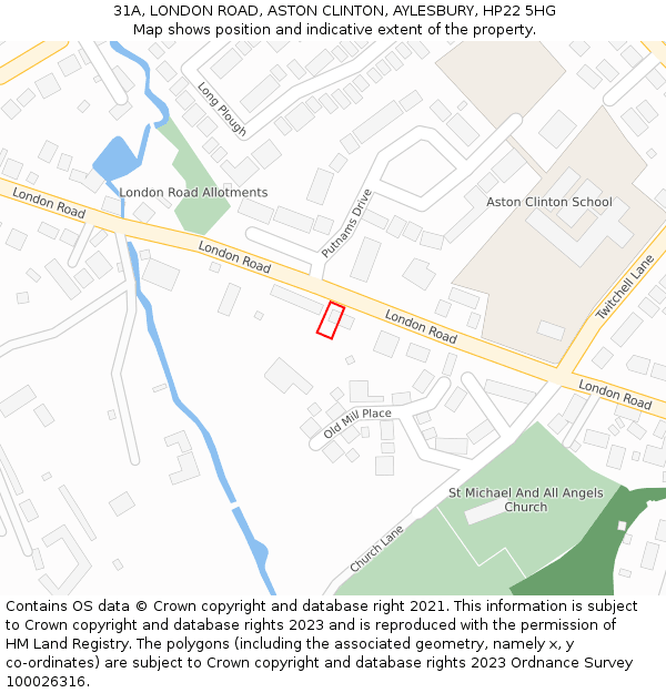 31A, LONDON ROAD, ASTON CLINTON, AYLESBURY, HP22 5HG: Location map and indicative extent of plot