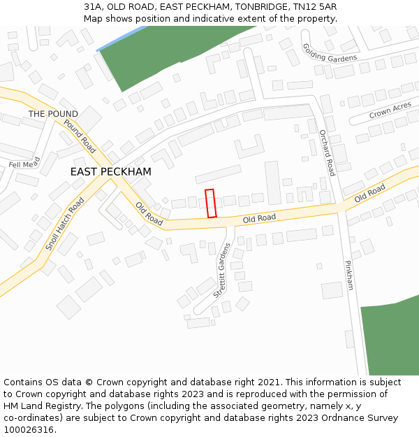 31A, OLD ROAD, EAST PECKHAM, TONBRIDGE, TN12 5AR: Location map and indicative extent of plot
