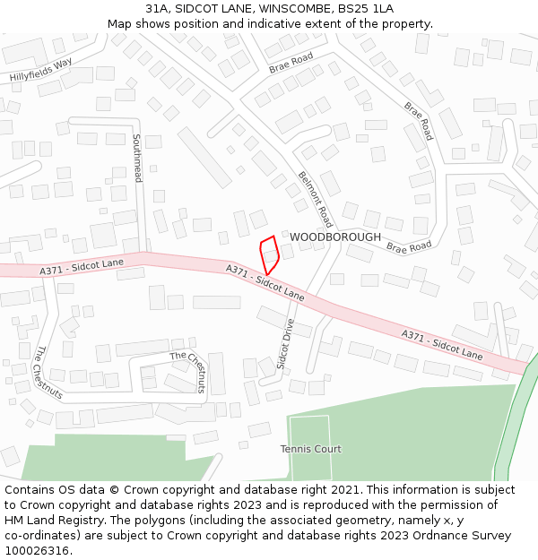 31A, SIDCOT LANE, WINSCOMBE, BS25 1LA: Location map and indicative extent of plot