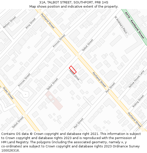 31A, TALBOT STREET, SOUTHPORT, PR8 1HS: Location map and indicative extent of plot