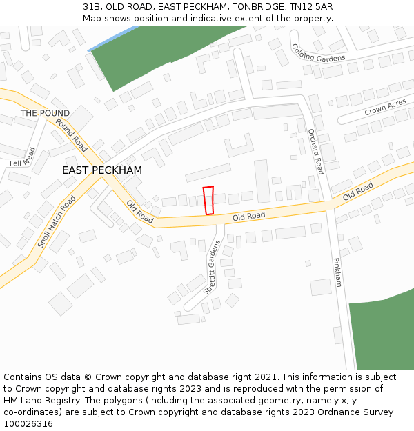 31B, OLD ROAD, EAST PECKHAM, TONBRIDGE, TN12 5AR: Location map and indicative extent of plot