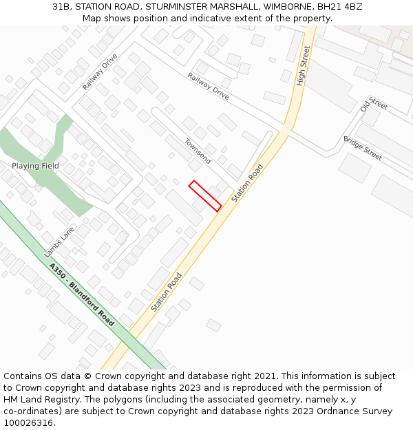 31B, STATION ROAD, STURMINSTER MARSHALL, WIMBORNE, BH21 4BZ: Location map and indicative extent of plot