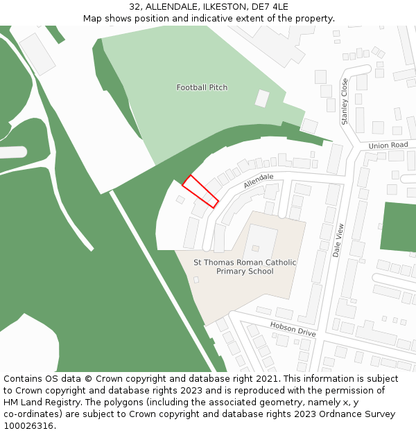 32, ALLENDALE, ILKESTON, DE7 4LE: Location map and indicative extent of plot