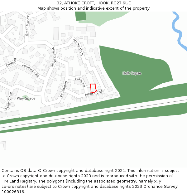 32, ATHOKE CROFT, HOOK, RG27 9UE: Location map and indicative extent of plot