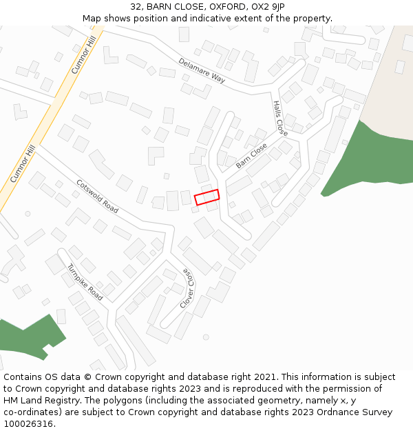 32, BARN CLOSE, OXFORD, OX2 9JP: Location map and indicative extent of plot