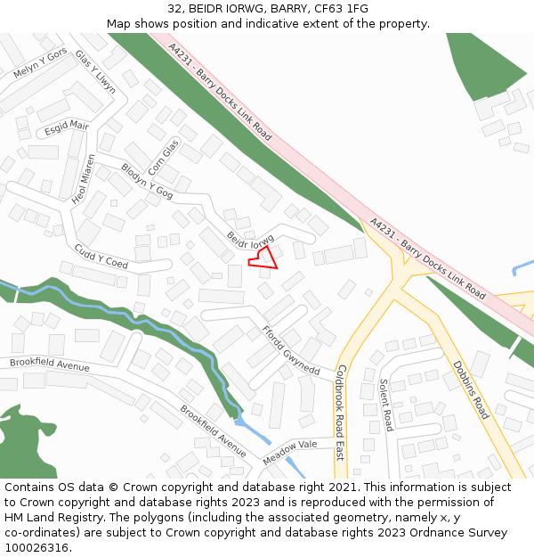 32, BEIDR IORWG, BARRY, CF63 1FG: Location map and indicative extent of plot