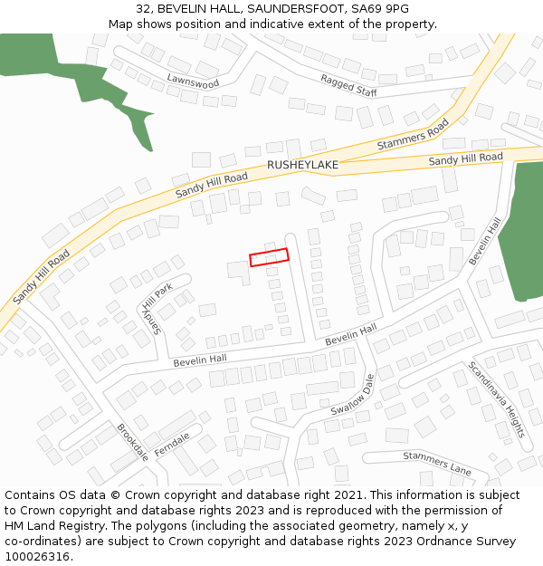 32, BEVELIN HALL, SAUNDERSFOOT, SA69 9PG: Location map and indicative extent of plot