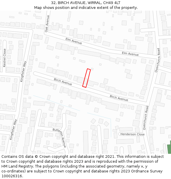 32, BIRCH AVENUE, WIRRAL, CH49 4LT: Location map and indicative extent of plot