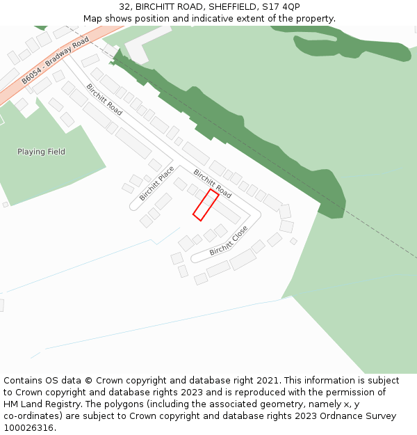 32, BIRCHITT ROAD, SHEFFIELD, S17 4QP: Location map and indicative extent of plot