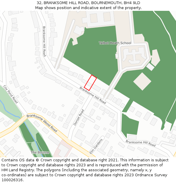 32, BRANKSOME HILL ROAD, BOURNEMOUTH, BH4 9LD: Location map and indicative extent of plot