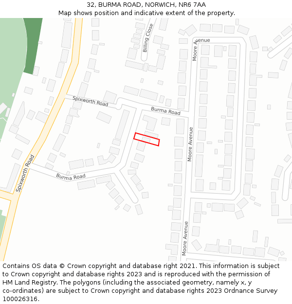 32, BURMA ROAD, NORWICH, NR6 7AA: Location map and indicative extent of plot
