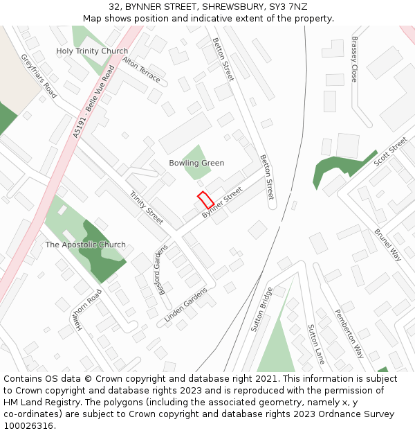 32, BYNNER STREET, SHREWSBURY, SY3 7NZ: Location map and indicative extent of plot