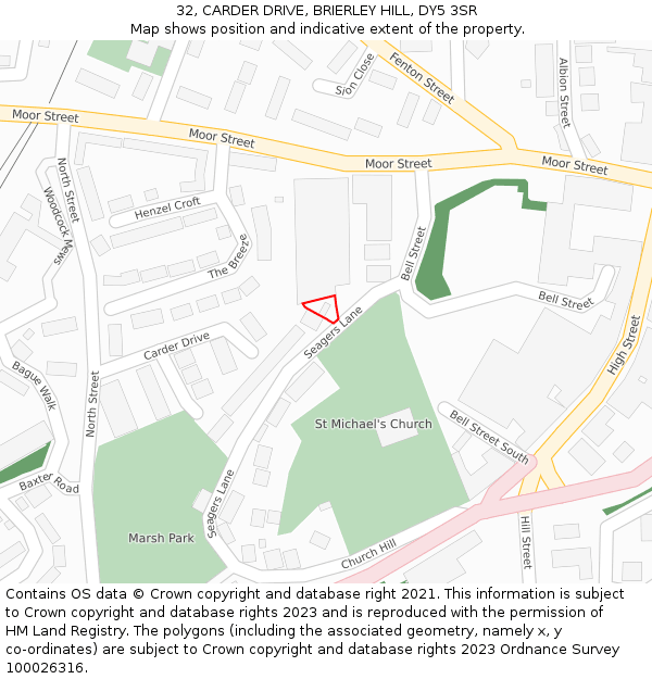 32, CARDER DRIVE, BRIERLEY HILL, DY5 3SR: Location map and indicative extent of plot