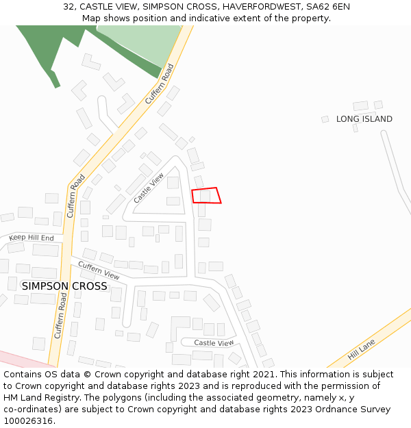 32, CASTLE VIEW, SIMPSON CROSS, HAVERFORDWEST, SA62 6EN: Location map and indicative extent of plot