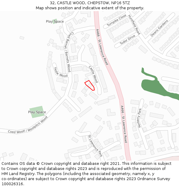 32, CASTLE WOOD, CHEPSTOW, NP16 5TZ: Location map and indicative extent of plot