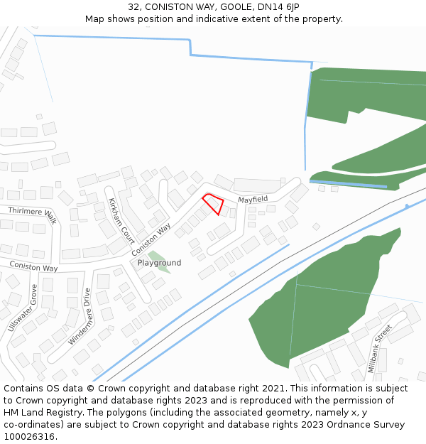 32, CONISTON WAY, GOOLE, DN14 6JP: Location map and indicative extent of plot