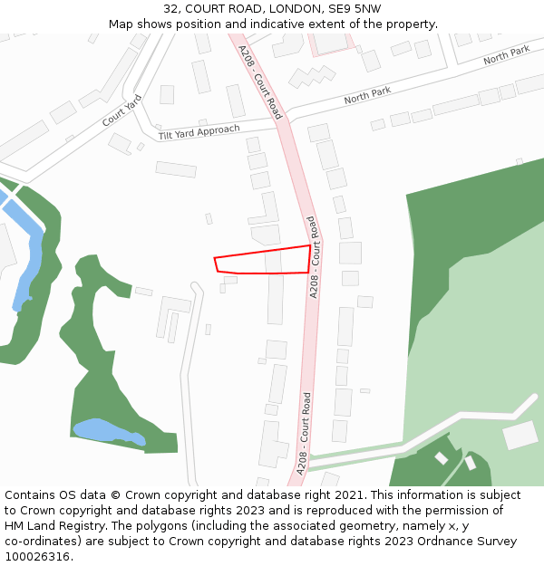 32, COURT ROAD, LONDON, SE9 5NW: Location map and indicative extent of plot